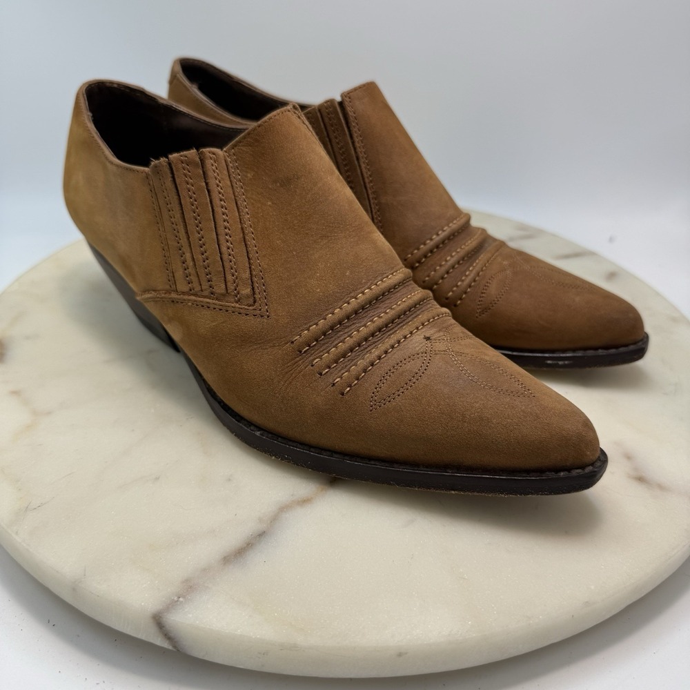 Guess by Georges Marciano Women's 8B Brown Leather Ankle Booties Western 90's